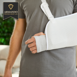 An injured person in Temple Terrace with their right arm in a sling