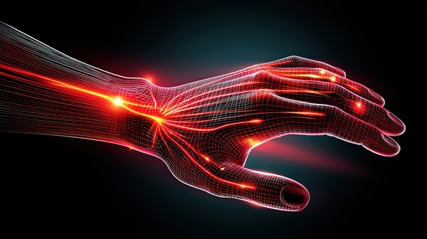Medical diagram of ulnar, radial, and median nerve damage in biker’s arm injury.
