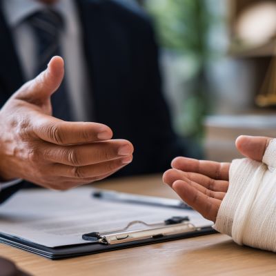 Tampa premises liability lawyer reviewing injury claim with client