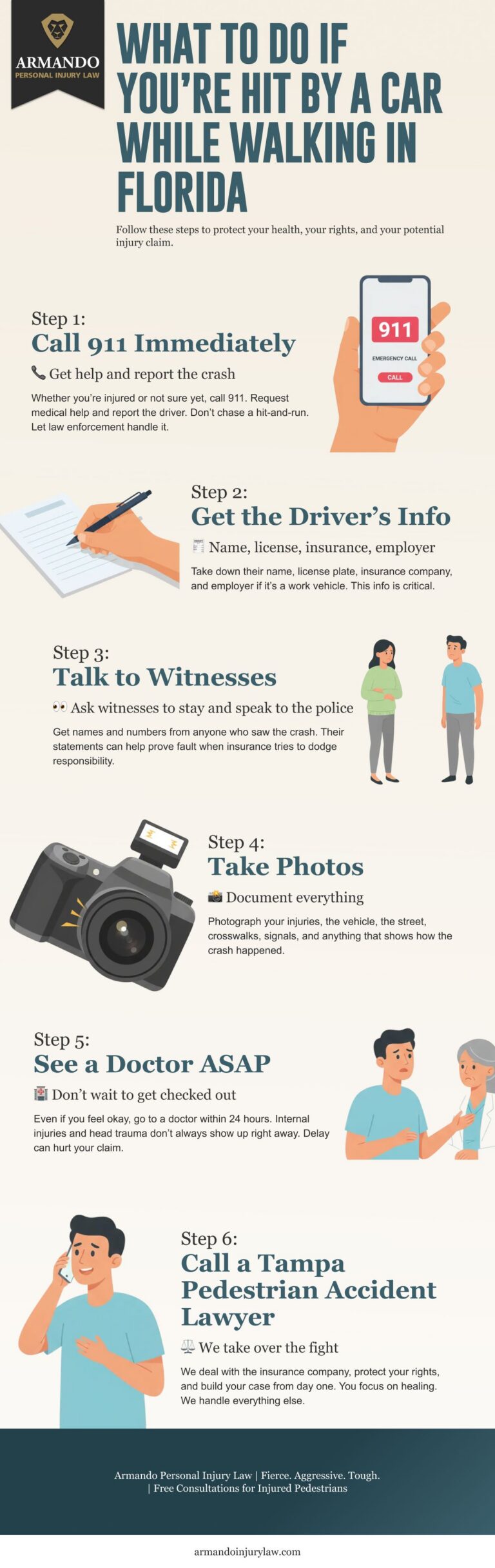 What to do if you're hit by a car while walking in Florida infographic