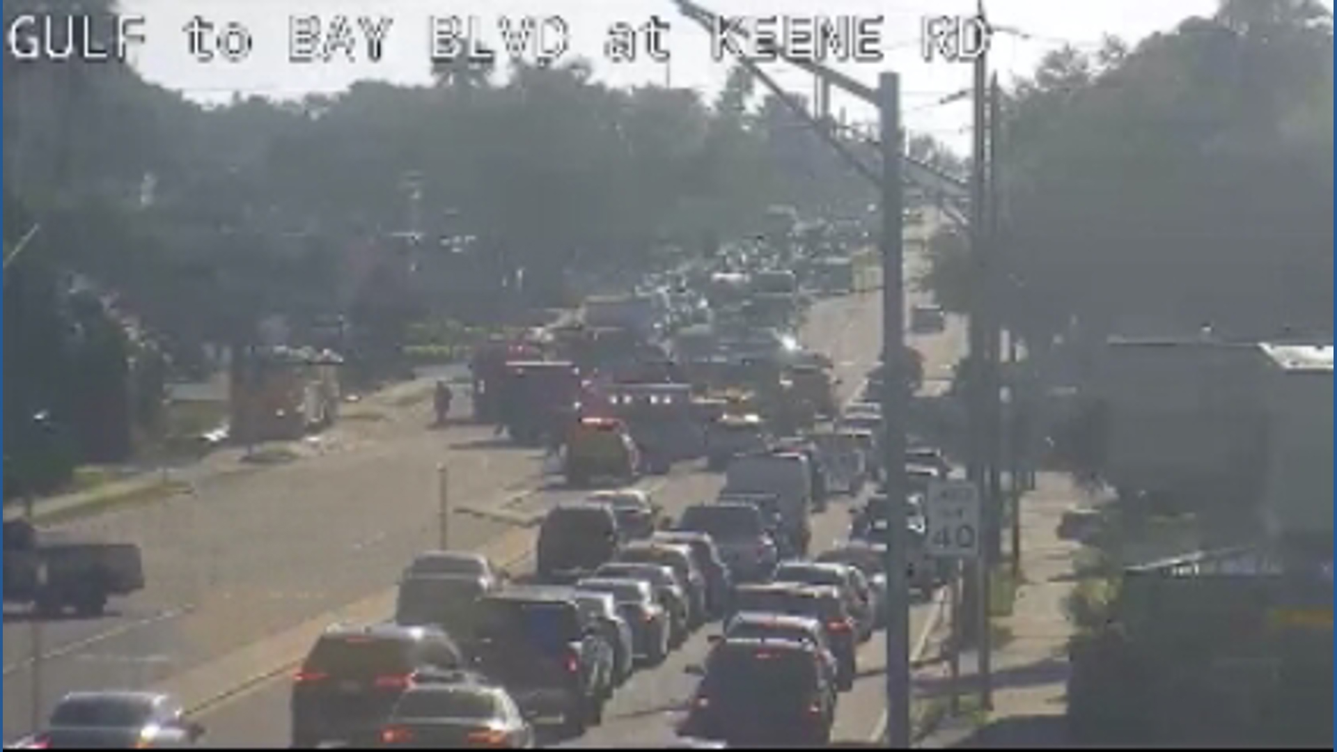 Emergency response at a serious Pinellas County car accident near Clearwater and St. Petersburg involving major traffic delays