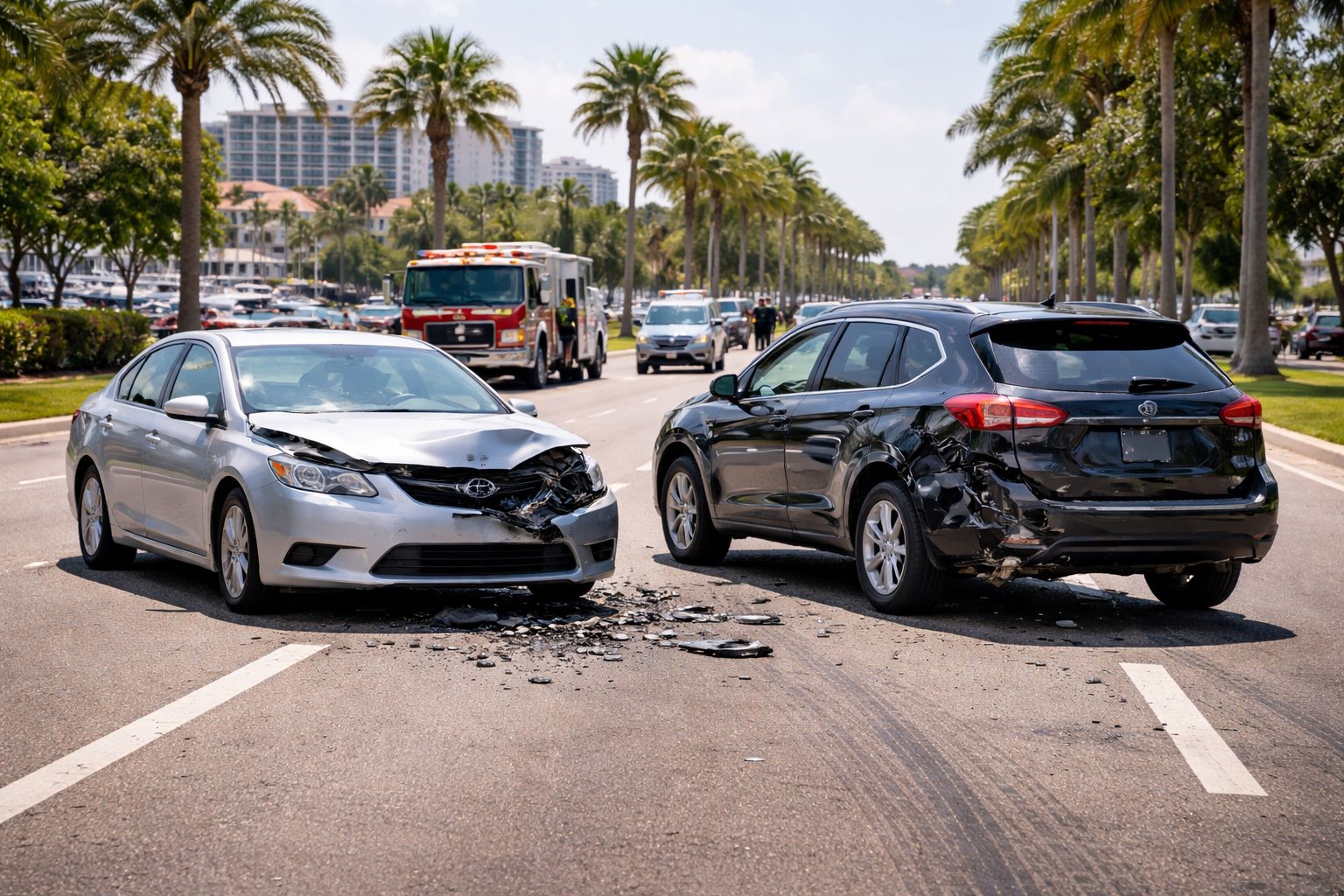 St. Petersburg car accident scene in Pinellas County involving injury and insurance claims