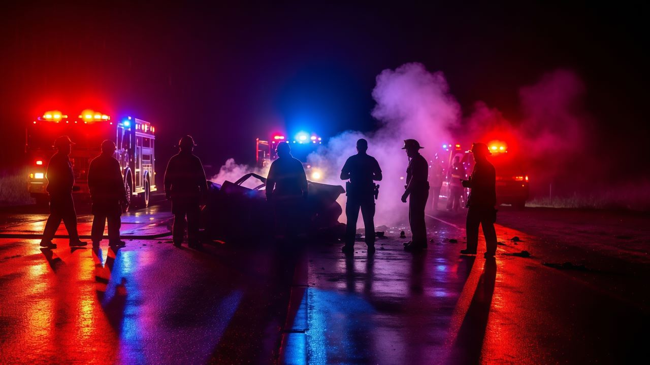 Scene of a car accident where the driver fled before police arrived