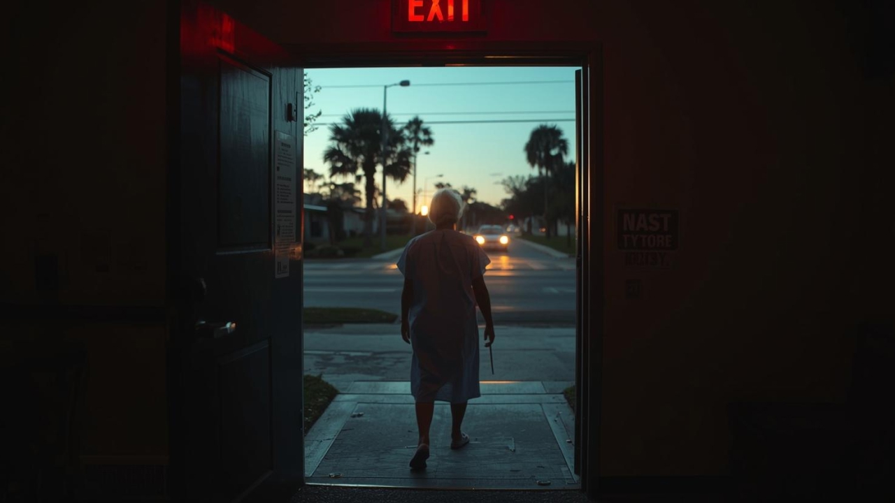A nursing home patient wanders out an open door at a Florida facility