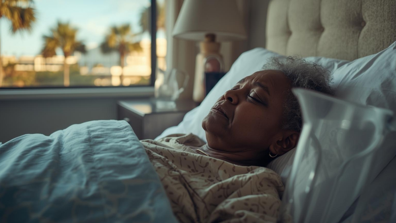 A patient in a Florida nursing home lying in bed, in need of food and water