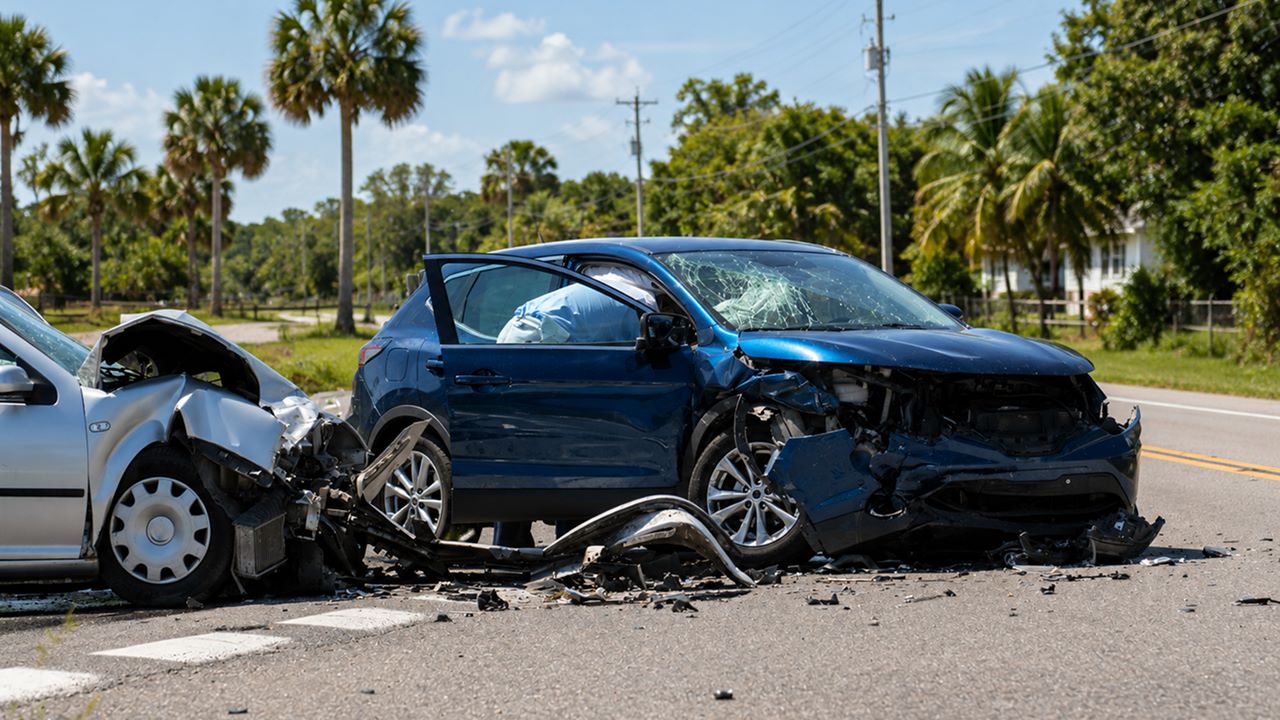 After a Florida car accident, a lawyer collects evidence from the scene