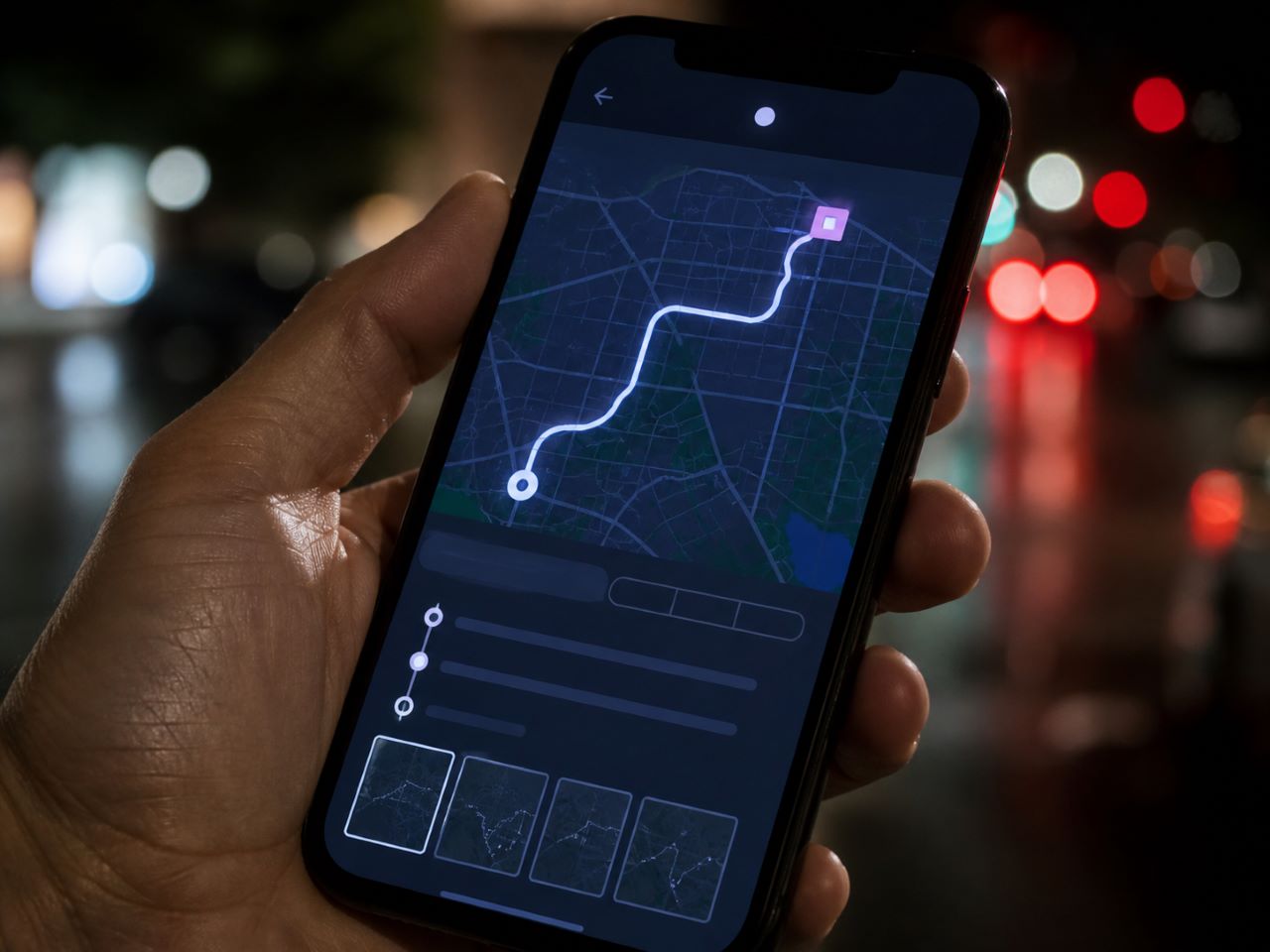 Hand holding a phone with a rideshare route screen representing digital evidence in a Florida Lyft claim
