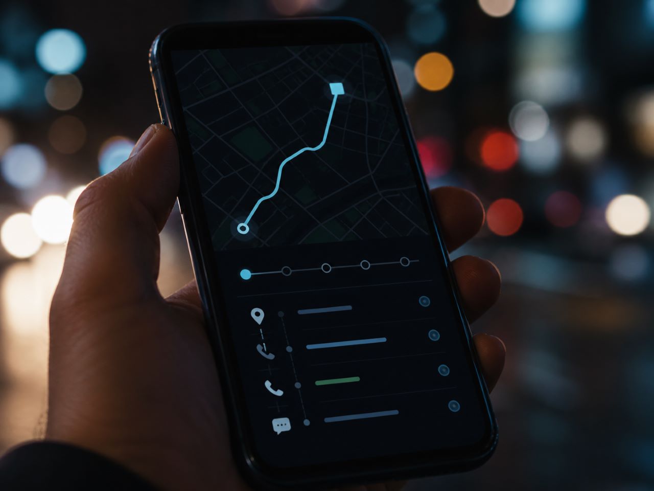 Phone showing route history and call activity that may help prove continuity after a Florida rideshare assault