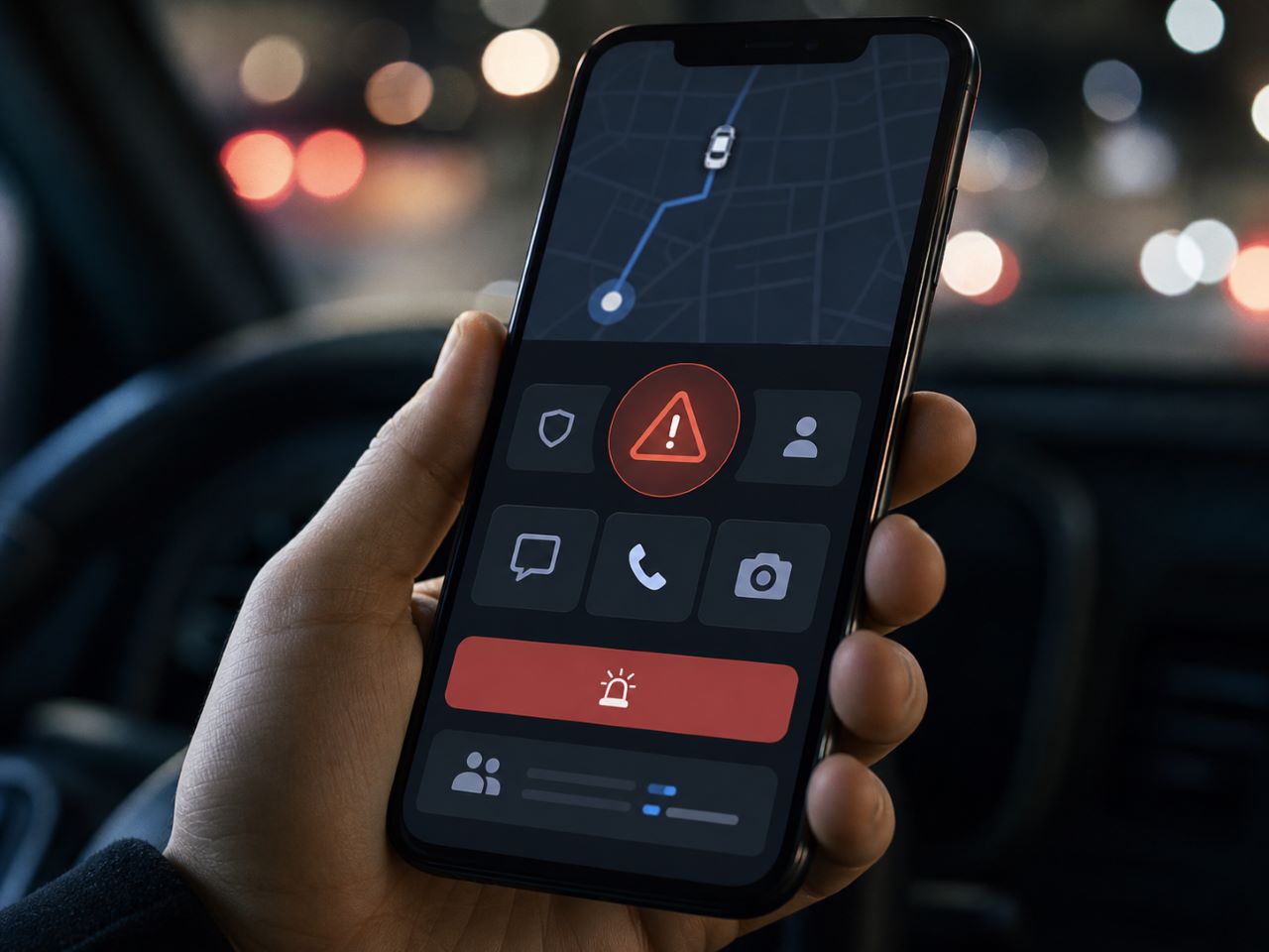 Phone displaying a generic rideshare safety or reporting screen representing app-based evidence in a Florida claim