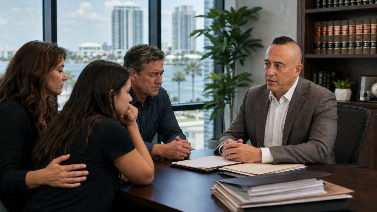 Family meeting with a Florida wrongful death attorney about a fatal 7-OH case