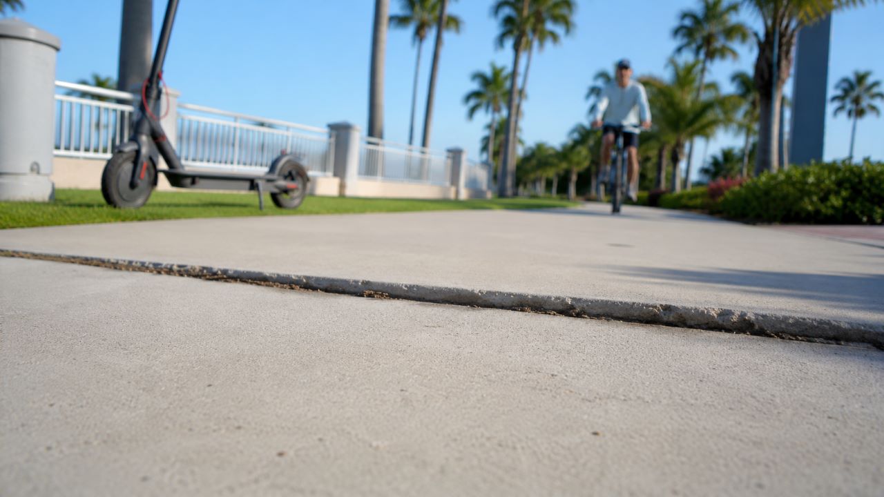 Dangerous pavement transition on a Florida multi-use path