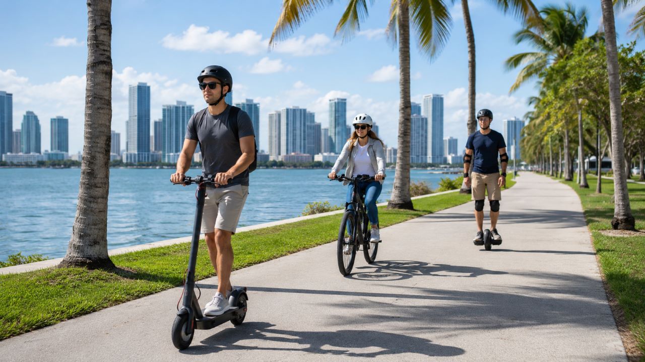 Micromobility riders on a Florida urban multi-use route
