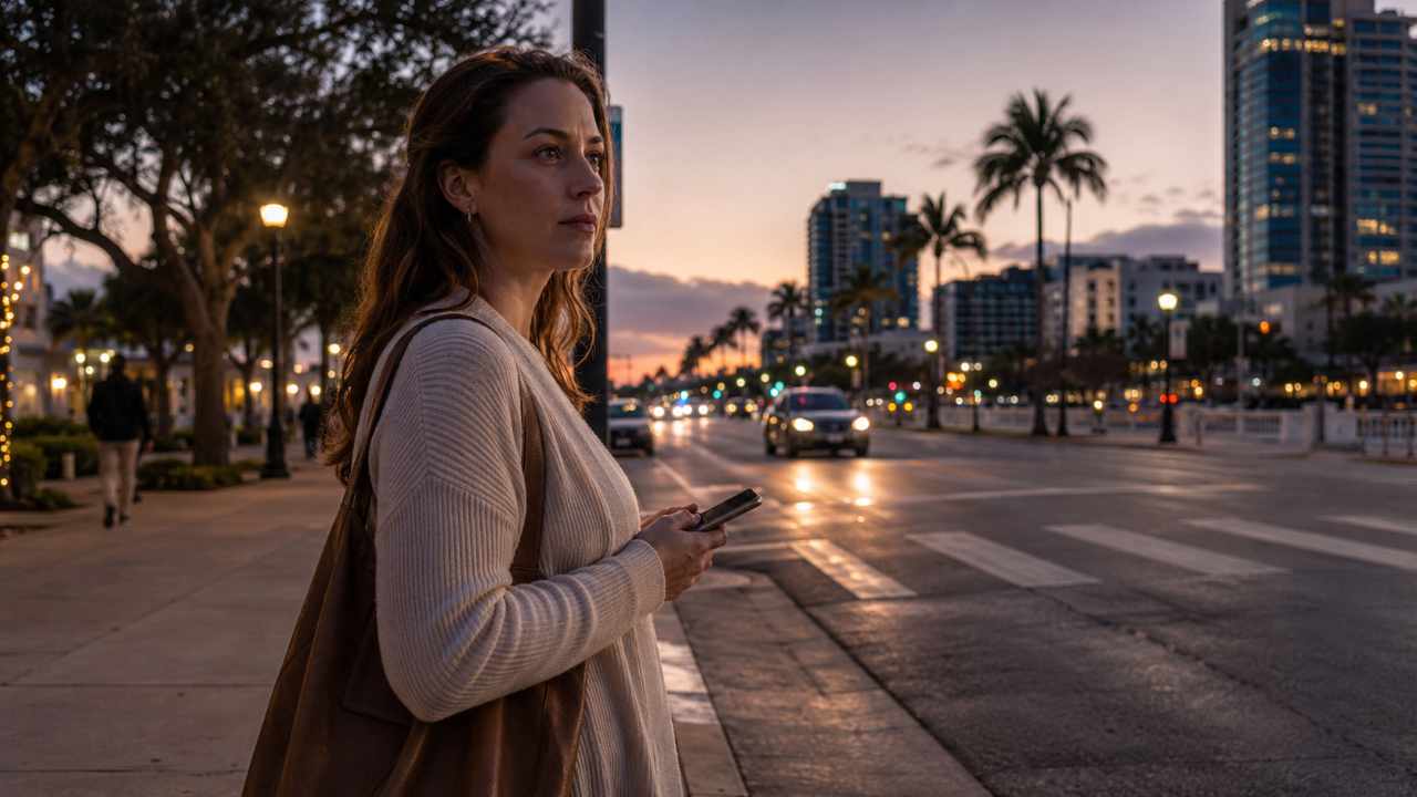 Adult survivor in St. Petersburg near a downtown or waterfront area after a sexual assault-related incident