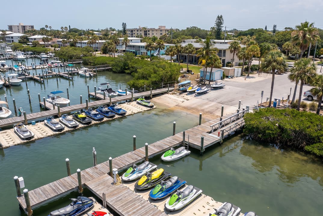 Jet ski rental launch area at a Pinellas County marina.