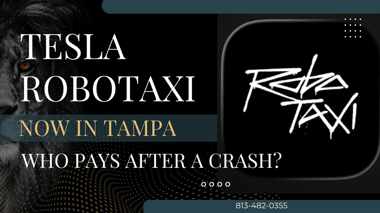 Tampa Tesla Robotaxi accident lawyer — autonomous vehicle on a Tampa street