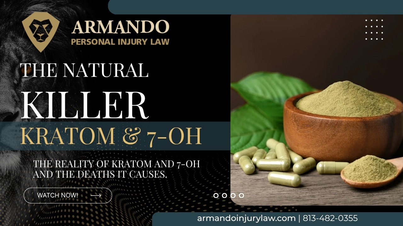 Armando Personal Injury Law video on the wrongful death risks of kratom and 7-OH products